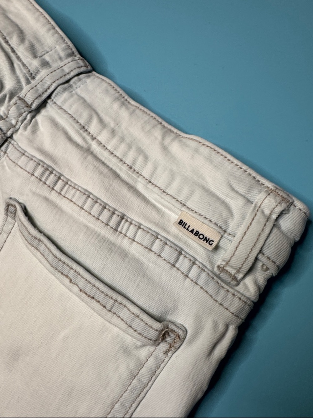 Billabong White Distressed Denim Cutoff Shorts with Button-Fly - Picture 5 of 5